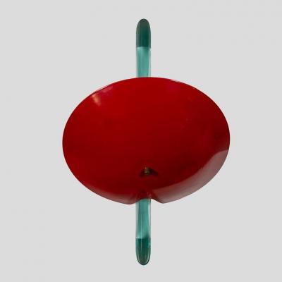 ROBERTO GIULIO RIDA PAIR OF RED COLOUR AND BRASS WALL LIGHTS BY ROBERTO GIULIO RIDA