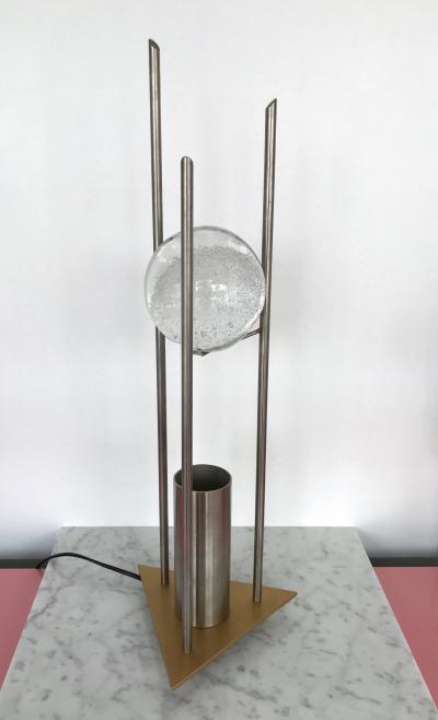  RW Manufaktur Pair of Lamps Glass Ball Sculpture by RW Manufaktur Germany 1980s