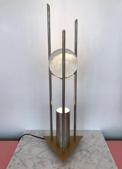 RW Manufaktur Pair of Lamps Glass Ball Sculpture by RW Manufaktur Germany 1980s
