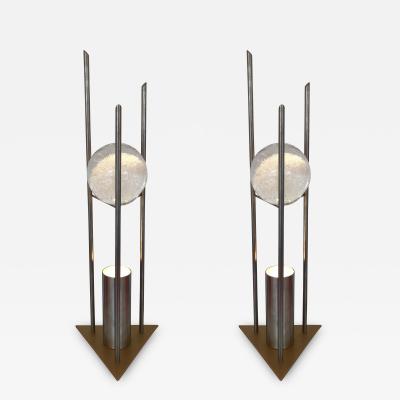  RW Manufaktur Pair of Lamps Glass Ball Sculpture by RW Manufaktur Germany 1980s