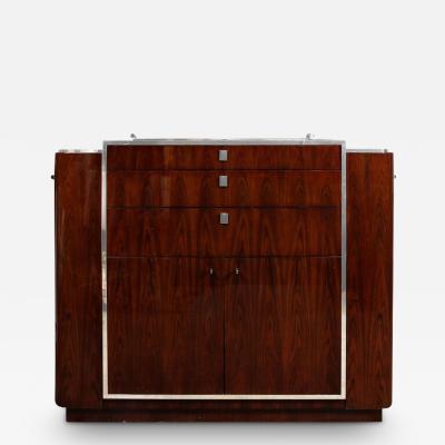  Ralph Lauren Book matched Santos Rosewood Nickeled Bronze Duke Bar Cabinet by Ralph Lauren