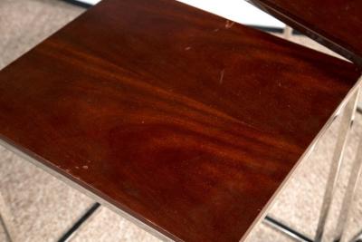  Ralph Lauren Brook Street Nesting Tables Cote DAzur Finish Mahogany Polished Steel Legs