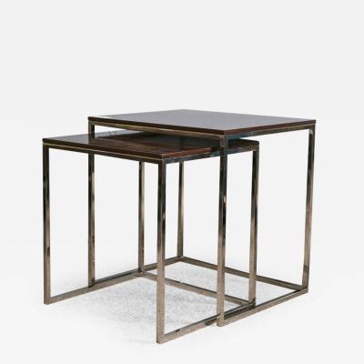  Ralph Lauren Brook Street Nesting Tables Cote DAzur Finish Mahogany Polished Steel Legs