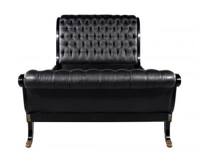  Ralph Lauren Ralph Lauren Clivedon Tufted Black Leather Bed Queen Size