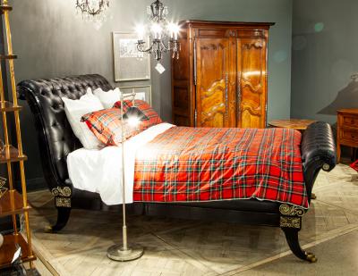  Ralph Lauren Ralph Lauren Clivedon Tufted Black Leather Bed Queen Size