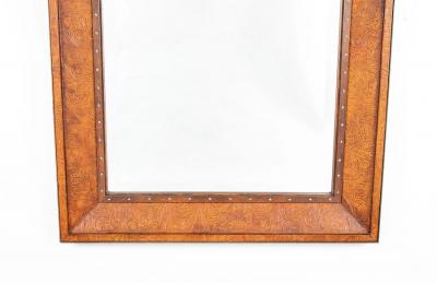  Ralph Lauren Ralph Lauren Labeled Mirror with Rare Embossed Leather Border