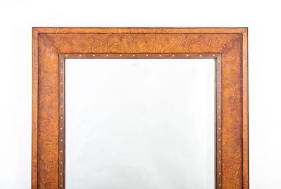  Ralph Lauren Ralph Lauren Labeled Mirror with Rare Embossed Leather Border
