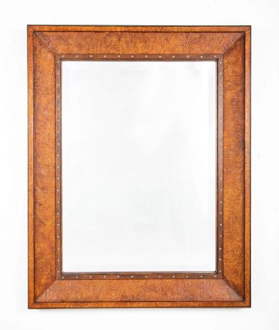  Ralph Lauren Ralph Lauren Labeled Mirror with Rare Embossed Leather Border