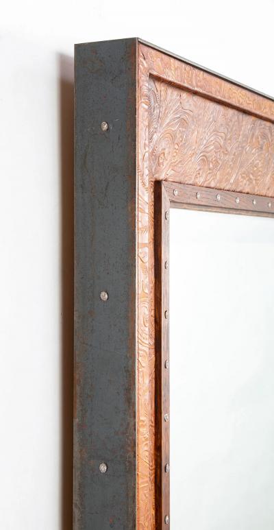  Ralph Lauren Ralph Lauren Labeled Mirror with Rare Embossed Leather Border
