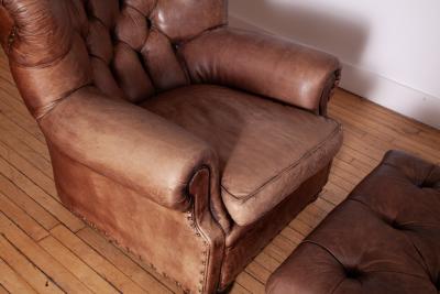  Ralph Lauren Ralph Lauren Leather Writers Chair and Ottoman