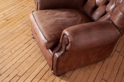  Ralph Lauren Ralph Lauren Leather Writers Chair and Ottoman