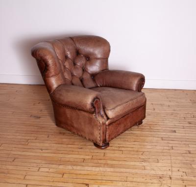  Ralph Lauren Ralph Lauren Leather Writers Chair and Ottoman