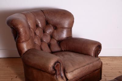  Ralph Lauren Ralph Lauren Leather Writers Chair and Ottoman