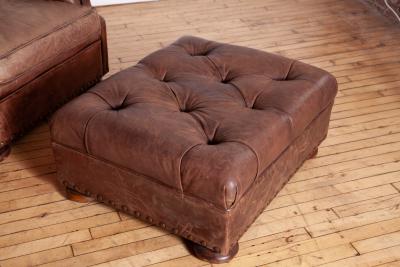  Ralph Lauren Ralph Lauren Leather Writers Chair and Ottoman
