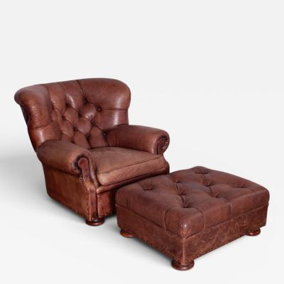  Ralph Lauren Ralph Lauren Leather Writers Chair and Ottoman