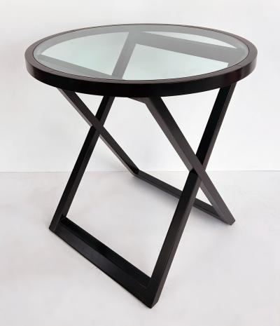  Ralph Lauren Ralph Lauren Mercer Street Round Side Tables Glass Tops X Frame Bases Pair