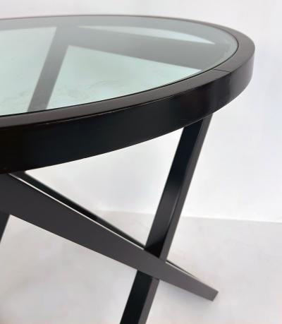  Ralph Lauren Ralph Lauren Mercer Street Round Side Tables Glass Tops X Frame Bases Pair