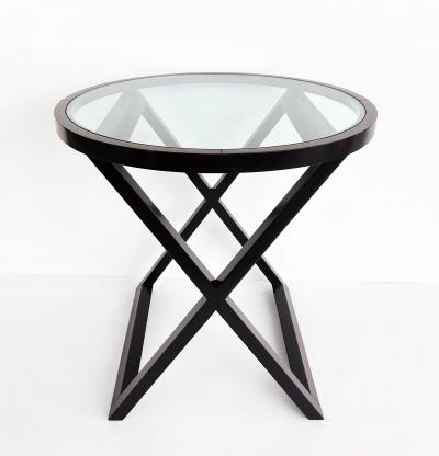  Ralph Lauren Ralph Lauren Mercer Street Round Side Tables Glass Tops X Frame Bases Pair