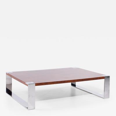  Ralph Lauren Ralph Lauren Mid Century Burlwood and Stainless Steel Cocktail Coffee Table