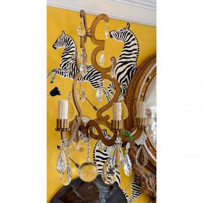  Ralph Lauren Ralph Lauren Rock Crystal Gilt Metal Light Sconce