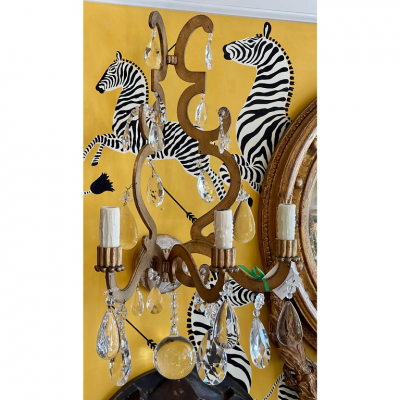  Ralph Lauren Ralph Lauren Rock Crystal Gilt Metal Light Sconce