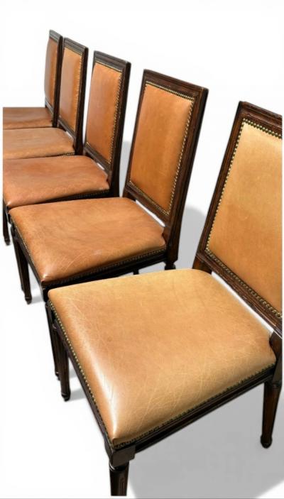  Ralph Lauren Set of 10 Ralph Lauren Louis XVI Leather Dining Chairs