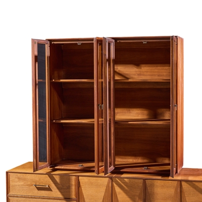  Ramseur Furniture Co Ramseur Harlequin Mid Century Walnut Credenza and Hutch
