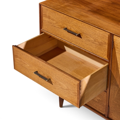  Ramseur Furniture Co Ramseur Harlequin Mid Century Walnut Credenza and Hutch