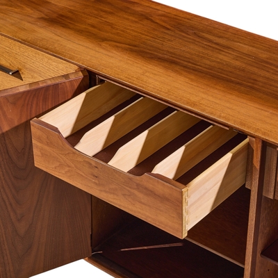  Ramseur Furniture Co Ramseur Harlequin Mid Century Walnut Credenza and Hutch