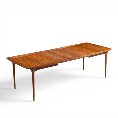  Ramseur Furniture Co Ramseur Mid Century Walnut Expanding Dining Table with 3 Leaves