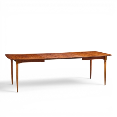  Ramseur Furniture Co Ramseur Mid Century Walnut Expanding Dining Table with 3 Leaves