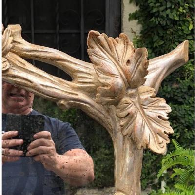  Randy Esada Designs 18th C Style Carved Silver Giltwood Designer Twig Mirror W Grapevines