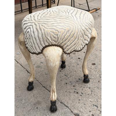  Randy Esada Designs 18th C Style Hoof Foot Taboret Footstool W Cut Velvet 1 of 2 Available