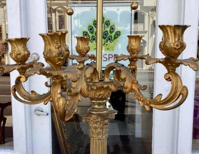  Randy Esada Designs Antique Neoclassical Gilt Bronze Candelabra Now a Designer Lamp
