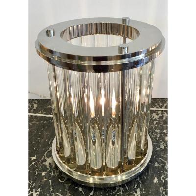  Randy Esada Designs Art Deco Style Nickel Plated Glass Rod Modernist Lamps by Randy Esada a Pair