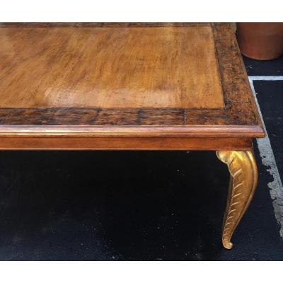  Randy Esada Designs Carved French Walnut Dining Table W Giltwood Palm Leaf Leg by Randy Esada