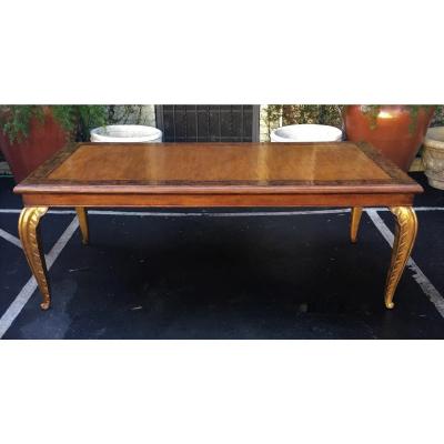  Randy Esada Designs Carved French Walnut Dining Table W Giltwood Palm Leaf Leg by Randy Esada