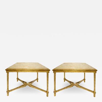  Randy Esada Designs Carved Italian Gilt Wood Side Table With Marble Top