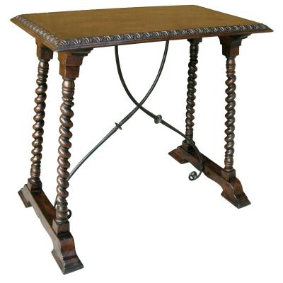  Randy Esada Designs Carved Italian Walnut Wrought Iron Sorrento Side Table by Randy Esada