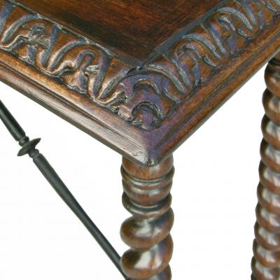  Randy Esada Designs Carved Italian Walnut Wrought Iron Sorrento Side Table by Randy Esada