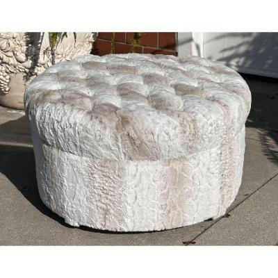  Randy Esada Designs Modern Designer Faux Rabbit Fur Round Ottoman Pouf by Randy Esada Designs