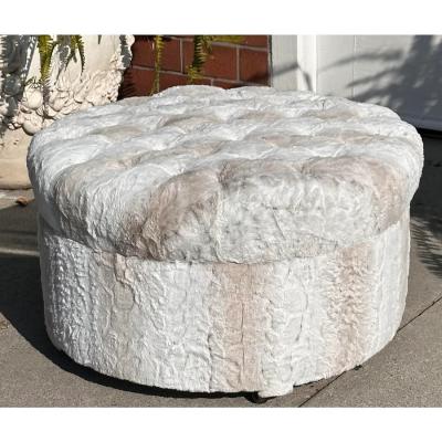  Randy Esada Designs Modern Designer Faux Rabbit Fur Round Ottoman Pouf by Randy Esada Designs