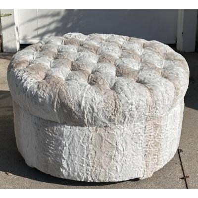  Randy Esada Designs Modern Designer Faux Rabbit Fur Round Ottoman Pouf by Randy Esada Designs