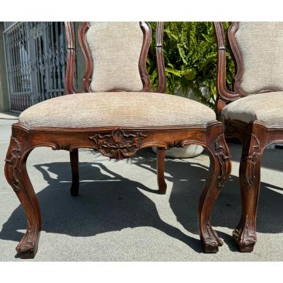  Randy Esada Designs Pair of Rococo Style Stained Walnut Side Chairs