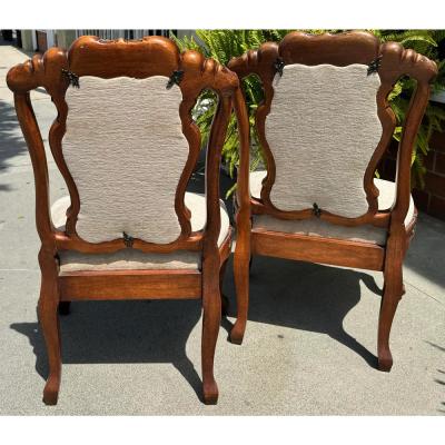  Randy Esada Designs Pair of Rococo Style Stained Walnut Side Chairs