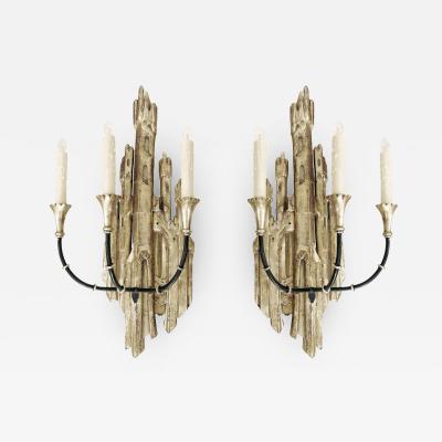  Randy Esada Designs Randy Esada Designs for PROSPR White Gold Carved Italian 3 Arm Castle Sconces