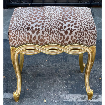  Randy Esada Designs Regency Style Designer Taboret Bench W Cheetah Velvet by Randy Esada