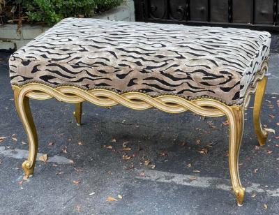  Randy Esada Designs Regency Style Giltwood Ribbon Bench W Zebra Velvet by Randy Esada Designs