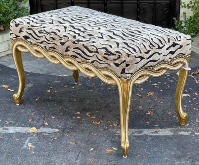  Randy Esada Designs Regency Style Giltwood Ribbon Bench W Zebra Velvet by Randy Esada Designs