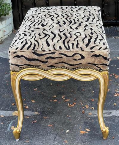  Randy Esada Designs Regency Style Giltwood Ribbon Bench W Zebra Velvet by Randy Esada Designs